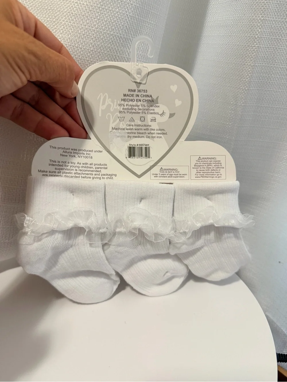 Qty of 2-  NEW 6 packs Princess Rose Bow Socks- size 2-4